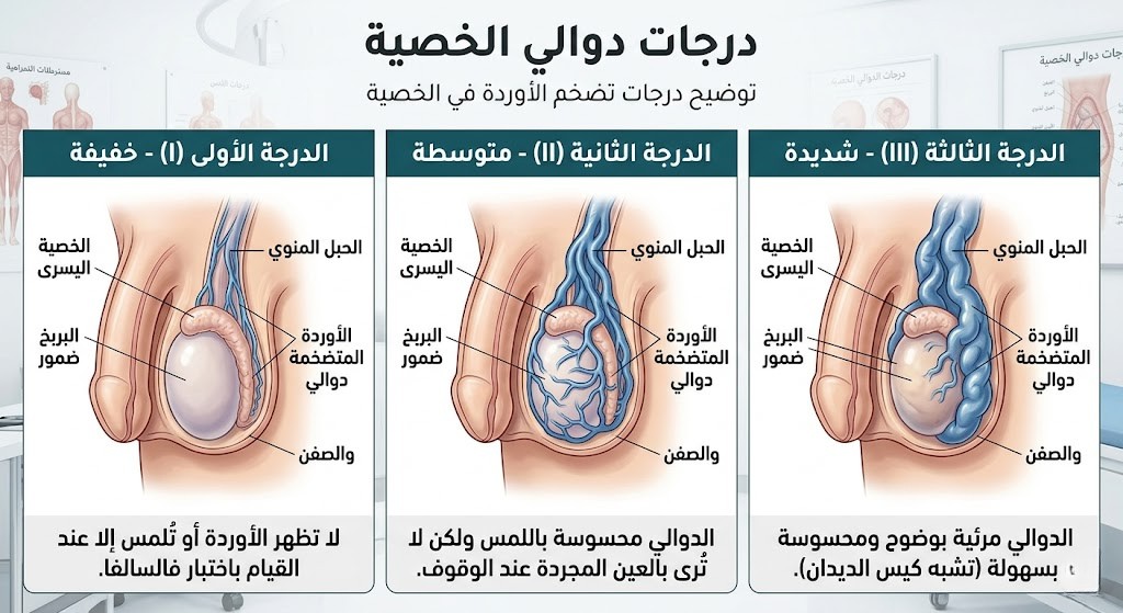 درجات دوالي الخصية بالصور
